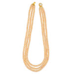 3 Lines Peach Button Pearl Necklace