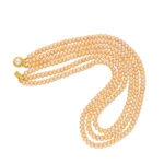 3 Lines Peach Button Pearl Necklace