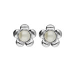 92.5 Silver White Flower Pearl Earrings