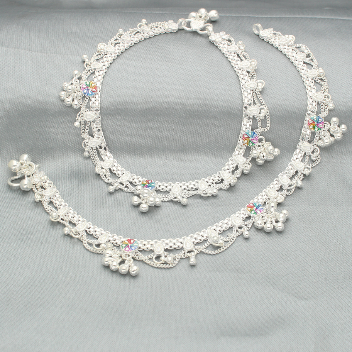 Classic Silver Anklet for Women Sri Jagdamba Pearls