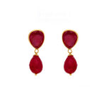 22KT Studd With Hanging Style Contemporary Gold Earrings