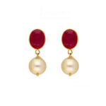 22KT Studd With Hanging Style Contemporary Gold Earrings