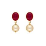 22KT Gold Drop With Rubies Earrings