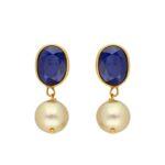 22KT Blue Sapphire Drop Hangings