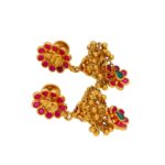 22KT Mokhsa Rubies Gold Jhumka's