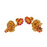 22KT Mokhsa Rubies Gold Jhumka's