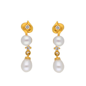 22KT Pearls Drop Gold Earrings
