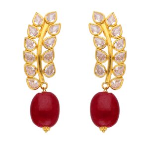 22KT Studd With Hanging Style Fusion Gold Earrings