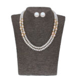 Eva 2 Lines Oval, Button Pearl Set