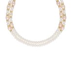 Eva 2 Lines Oval, Button Pearl Set