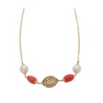 22KT Coral Stone Gold Chain