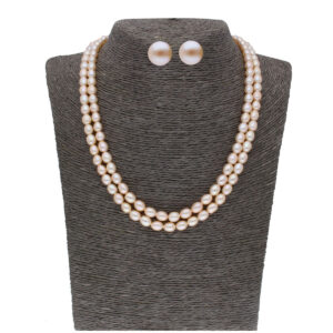 Cherry 2 Lines oval Pearl Set