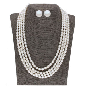 Bahumati 4 Lines oval Pearl Set