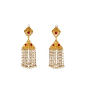22KT Jhumkas Style Nakshi Gold Earrings