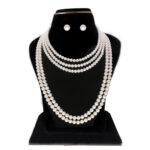 Round 5 Lines White Pearl Necklace