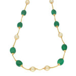 Daisy Emerald With Pearl Gold Chain