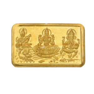 2 Grams 24Kt Ganesh Saraswathi Lakshmi Pure Gold Coin