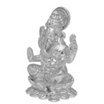 Flower Ganesh Silver Idols