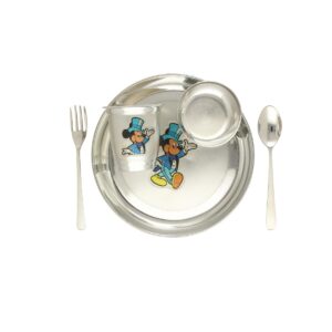 168 Grams Mickey Mouse Design Silver Thali Set