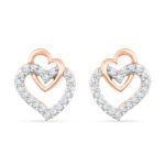 18kt Rose Gold Heart in Heart Diamond Earrings