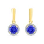 Blue Sapphire With Diamond Earrings