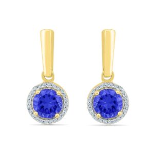 Blue Sapphire With Diamond Earrings