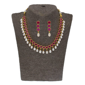 Pink Stone Pearl Necklace