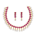 Pink Stone Pearl Necklace