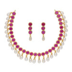 Pink Stone Pearl Necklace