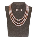 Oval 3 Lines Pearl Necklace Set