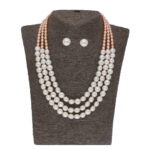 Baidehi 3 Lines Pearl Necklace Set