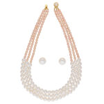 Baidehi 3 Lines Pearl Necklace Set
