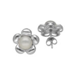 92.5 Silver White Flower Pearl Earrings