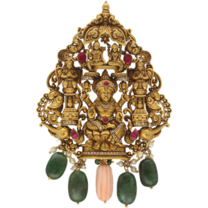 Lord Lakshmi Shiv parvati 22KT Gold Nakshi Pendant