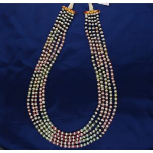 5 String Multi Ruby Emerald Pearl Necklace
