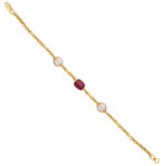22kt Gold Fresh Water Pearl and Ruby Bracelet