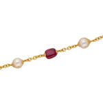 22kt Gold Fresh Water Pearl and Ruby Bracelet