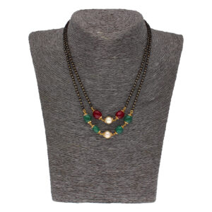 22KT Emerald Chandbali Gold Earrings