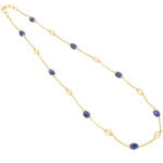 Eliza Blue-Saphire With Pearl Gold Chain