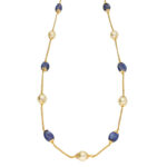 Eliza Blue-Saphire With Pearl Gold Chain