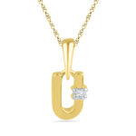 18 kt Gold Alphabet U Diamond Pendent