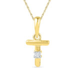 18 kt Gold Alphabet T Diamond Pendent
