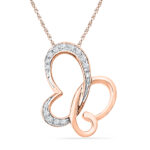 18 KT Rose Gold Butterfly Heart Diamond Pendant