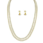2 Line White Button Pearl Set