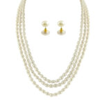 3 Strings Oval Pearl Necklace