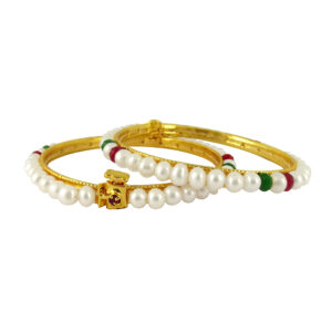 White Button Pearl Bangles