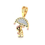 18kt Gold Made With Jade Diamond Pendant