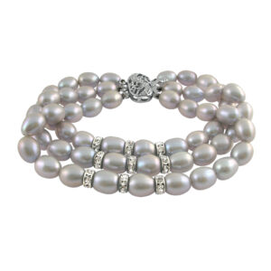 Designer Three String Grey Pearl Bracelet