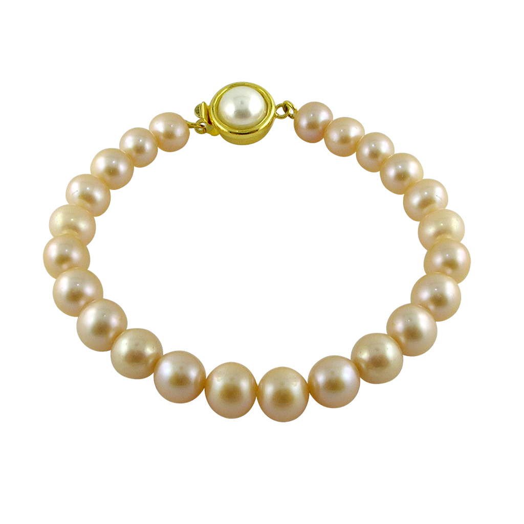 Designer Single Line Peach Pearl Bracelet – Jagdamba Pearls