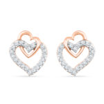 18kt Rose Gold Heart in Heart Diamond Earrings